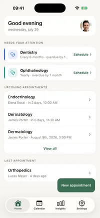 FichaMed on iPhone: appointments and health records